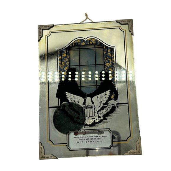 Vintage Silhouette Reverse Painting Couple White House Eagle Thermometer 4 3/4" - Picture 2 of 12